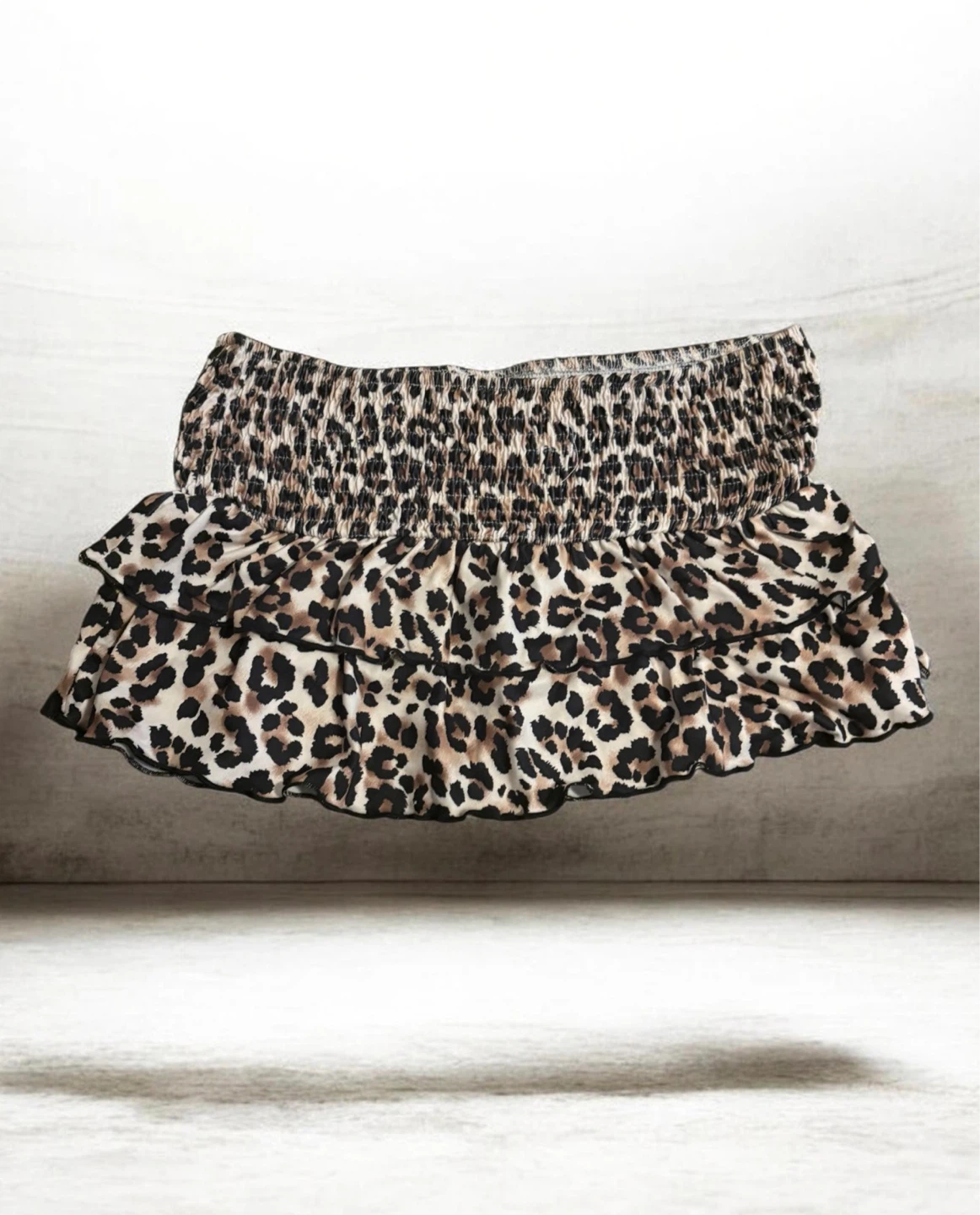 Leopard Print Ruffle Mini Skirt - Juniors Size M