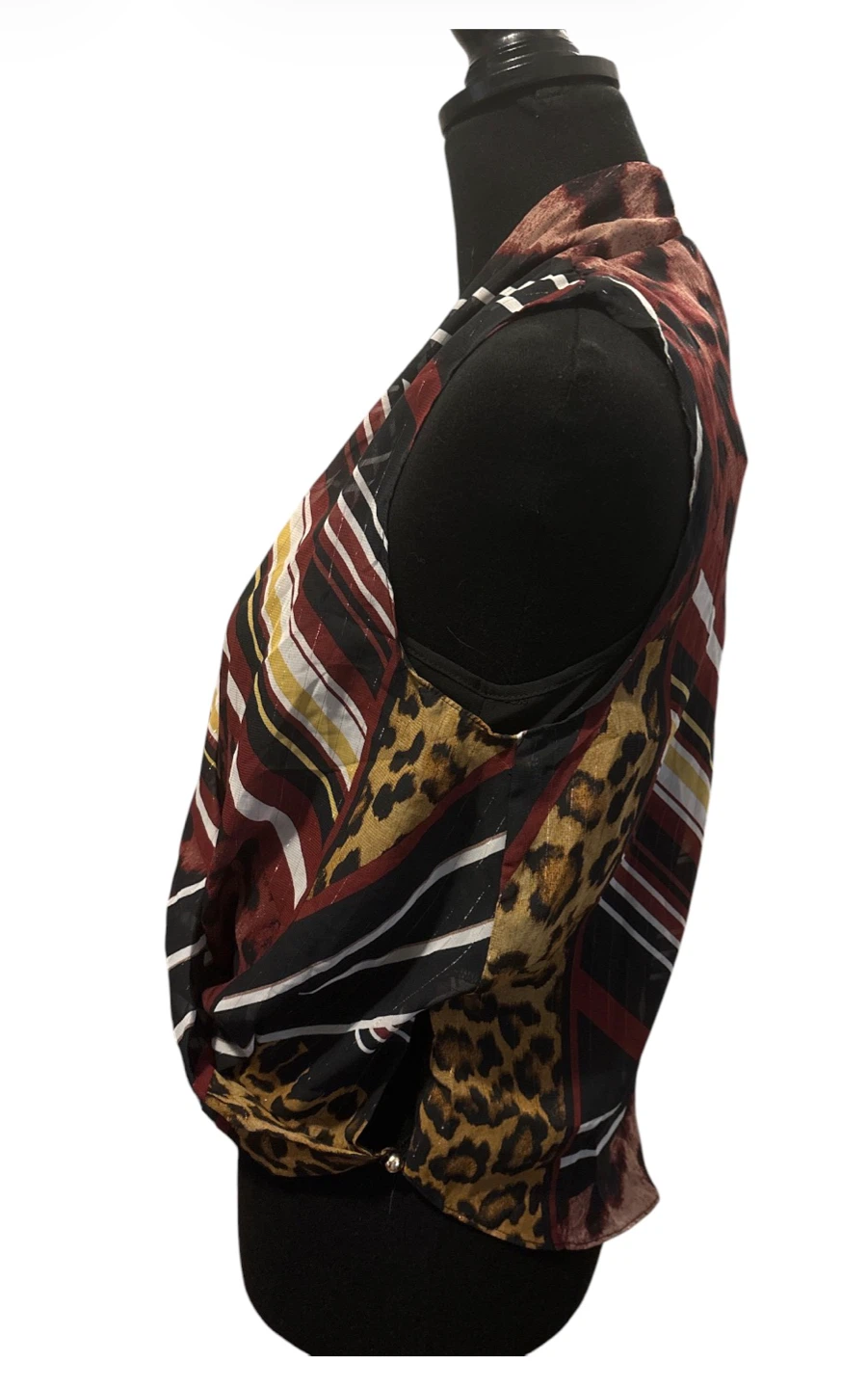 Story On Women's Size S Leopard Print Striped Blouse - photo 2