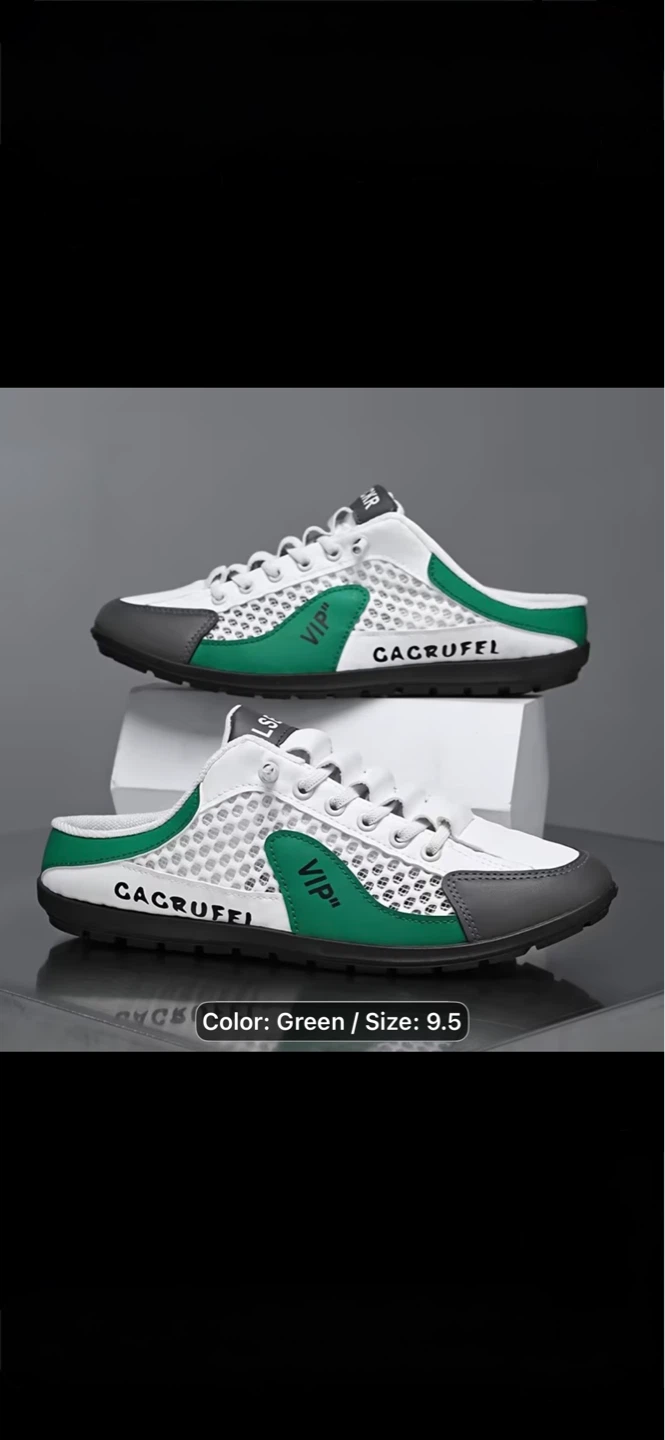 Slip on Sneakers - Green/White, Size 9.5