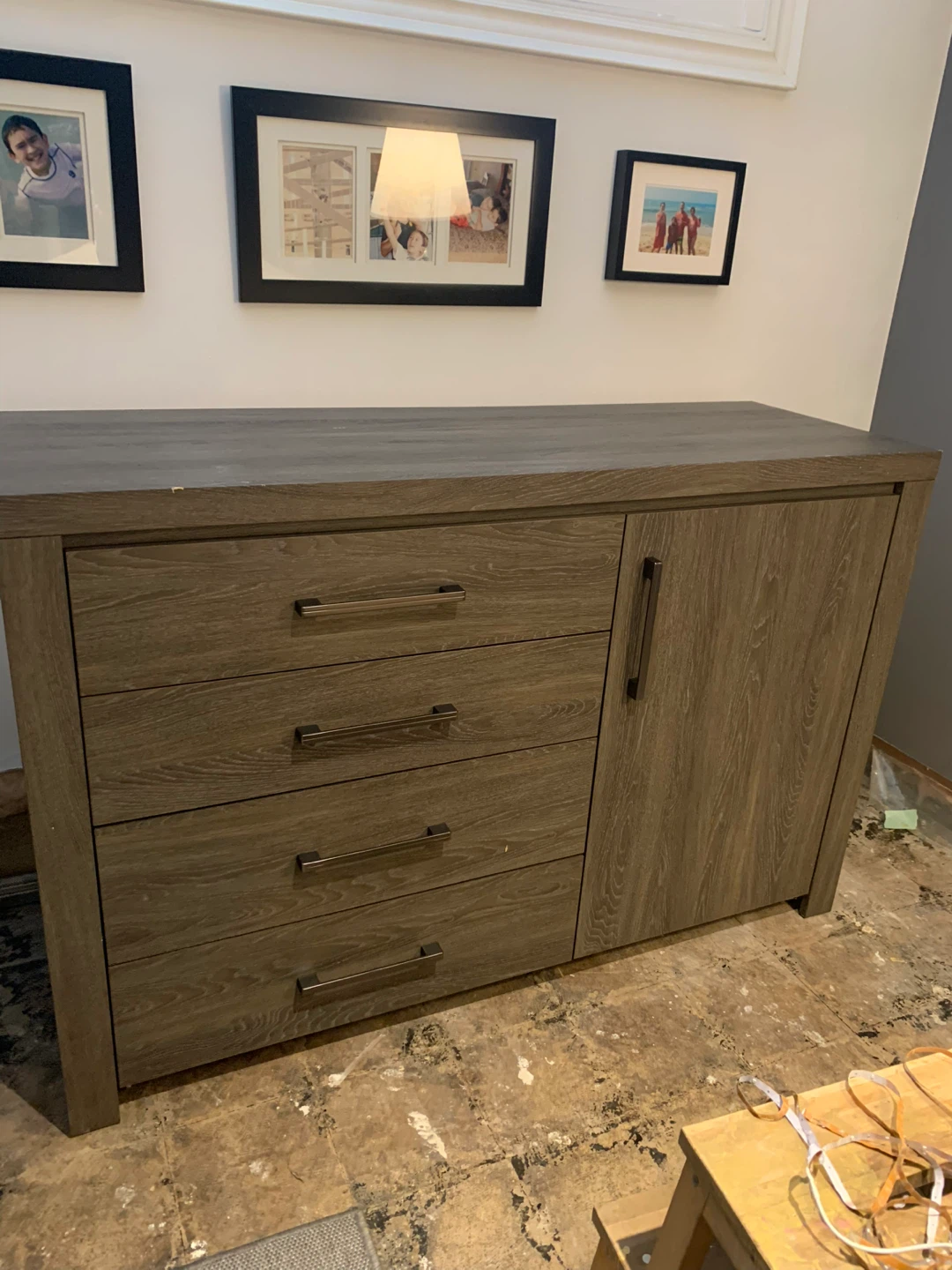 Grey Wood 2-Drawer Nightstand - photo 3