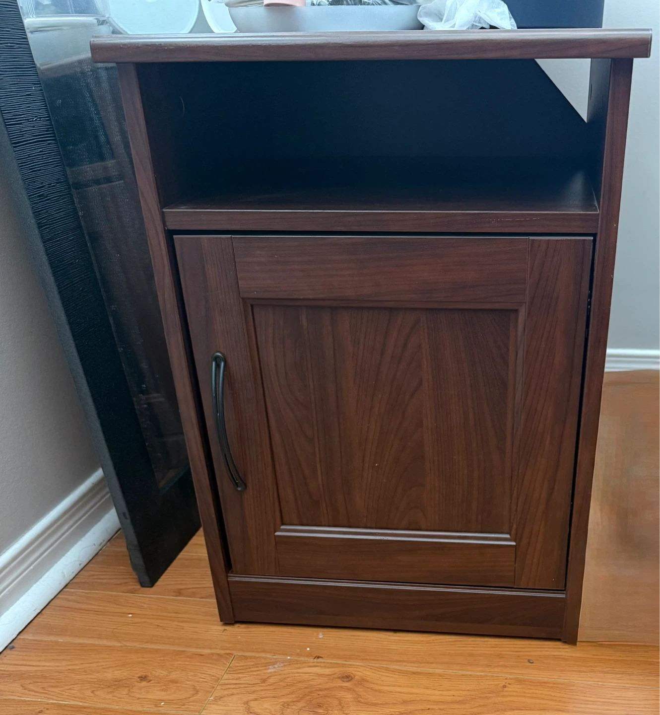 Dark Wood Nightstand with Cabinet (Ikea)