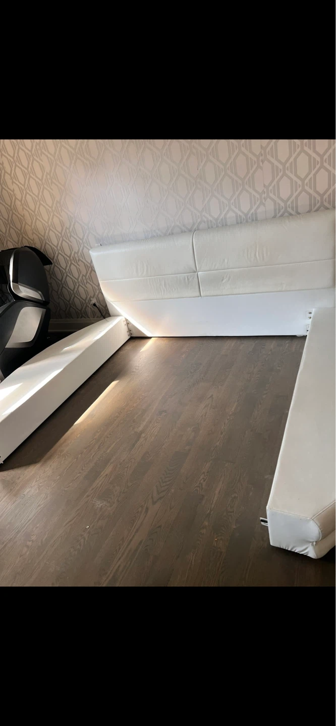 White Faux Leather Platform Bed Frame