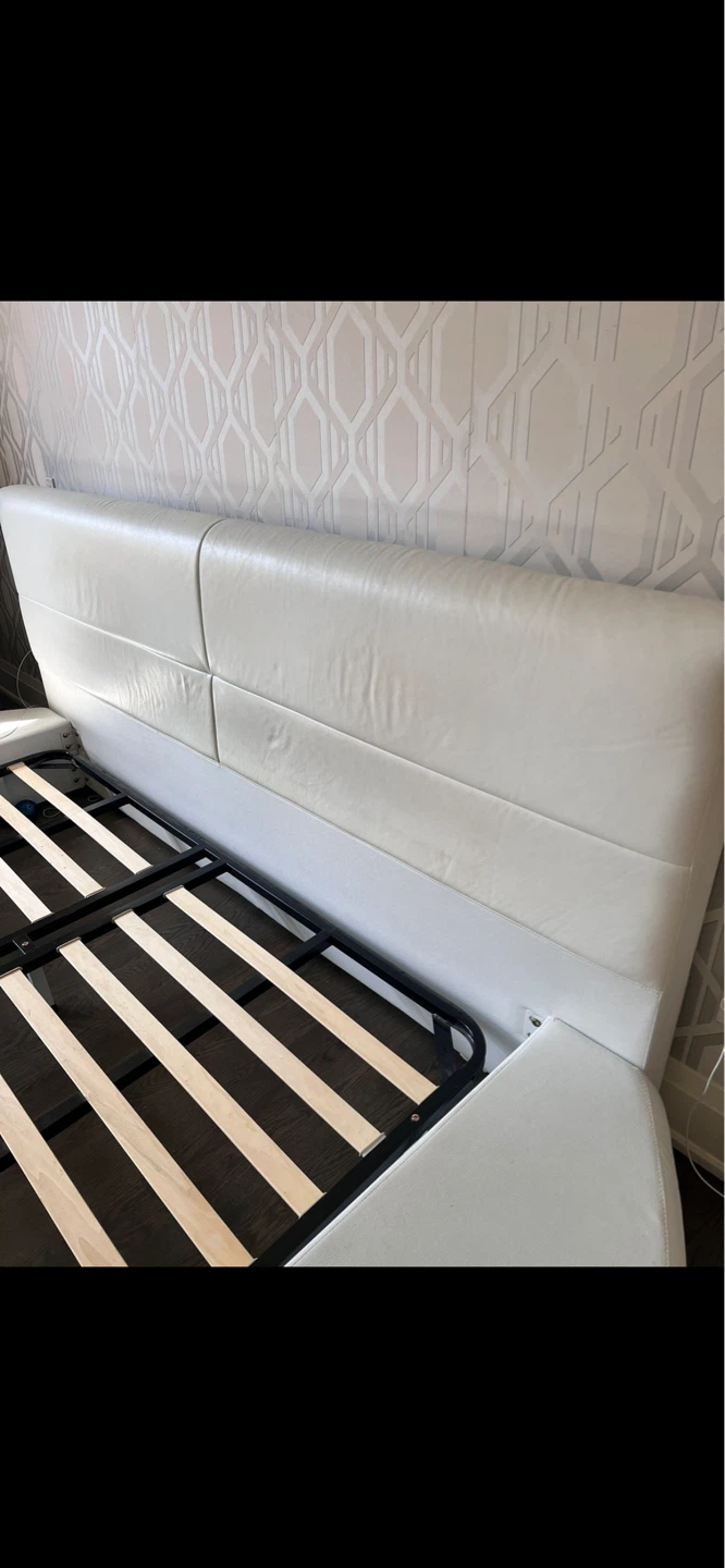 White Faux Leather Platform Bed Frame - photo 3
