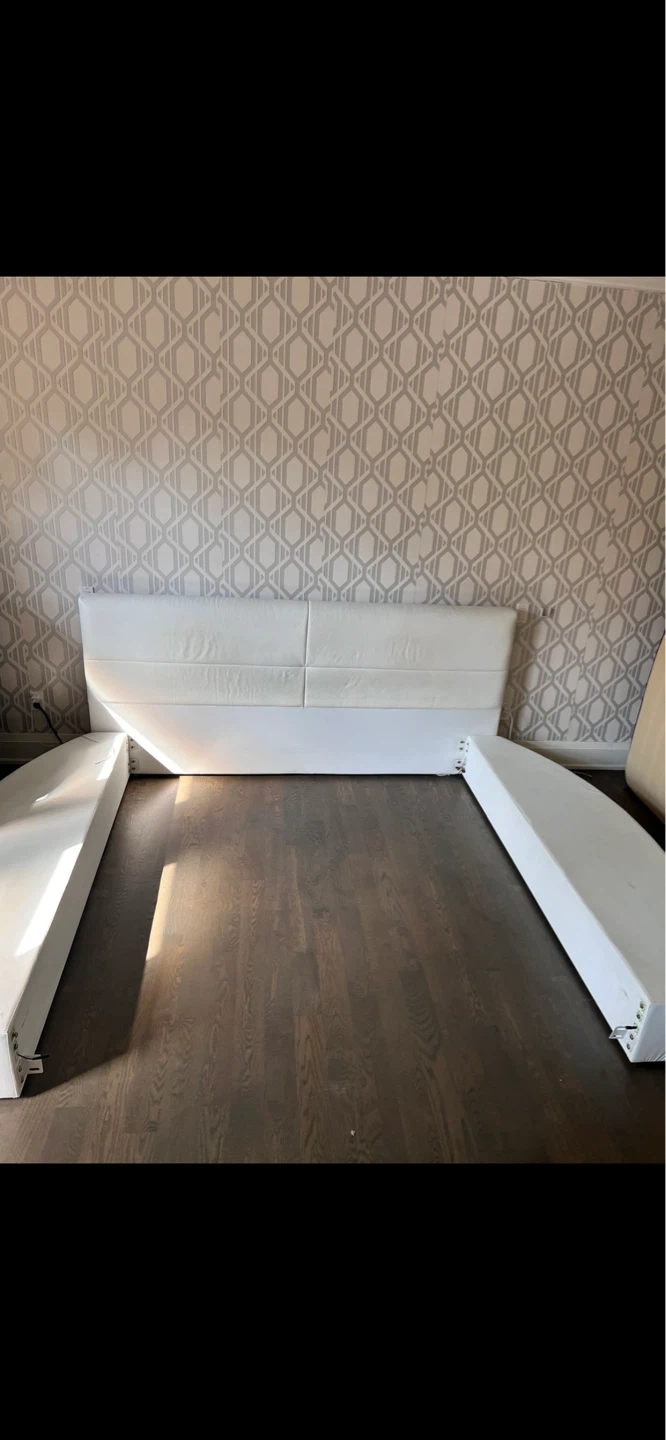 White Faux Leather Platform Bed Frame - photo 2