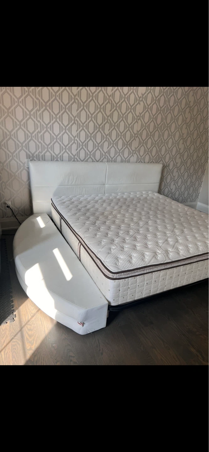 White Faux Leather Platform Bed Frame - photo 5