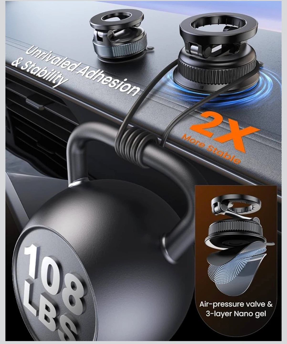 Universal Car Phone Mount with Magnetic Grip - photo 3