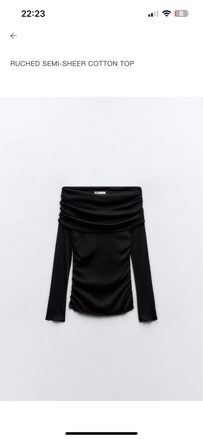 New- Zara Ruched semi-sheer cotton top