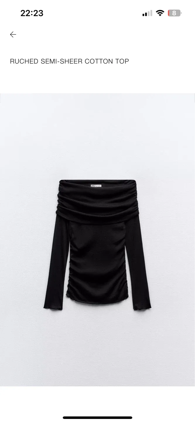New- Zara Ruched semi-sheer cotton top