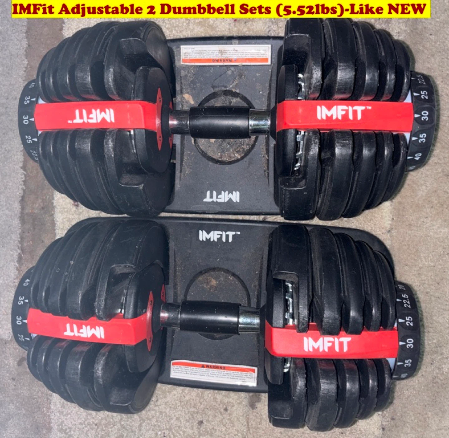 IMFit Adjustable 2 Dumbbell Sets (52.5lbs)-Like NEW - photo 2