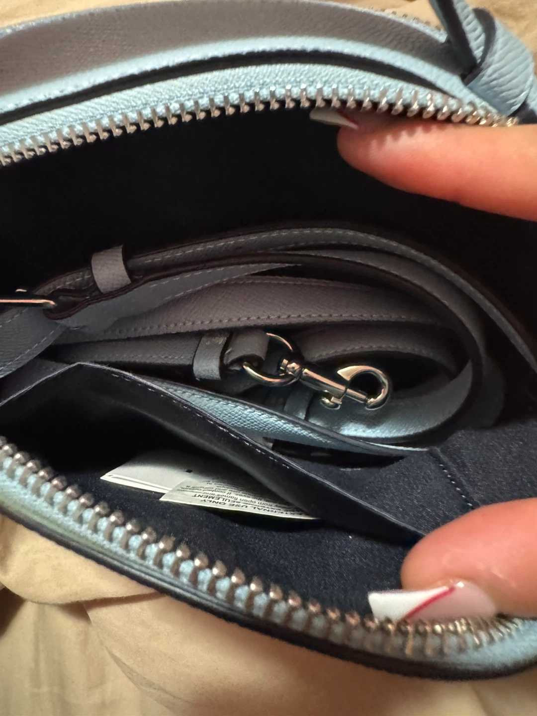 Coach Light Blue Leather Top Handle Sling Bag - photo 3