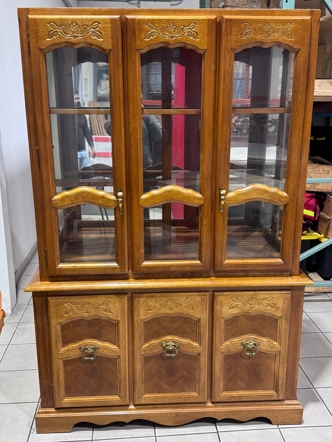 Wooden Dining Table with 6 Chairs and China Cabinet