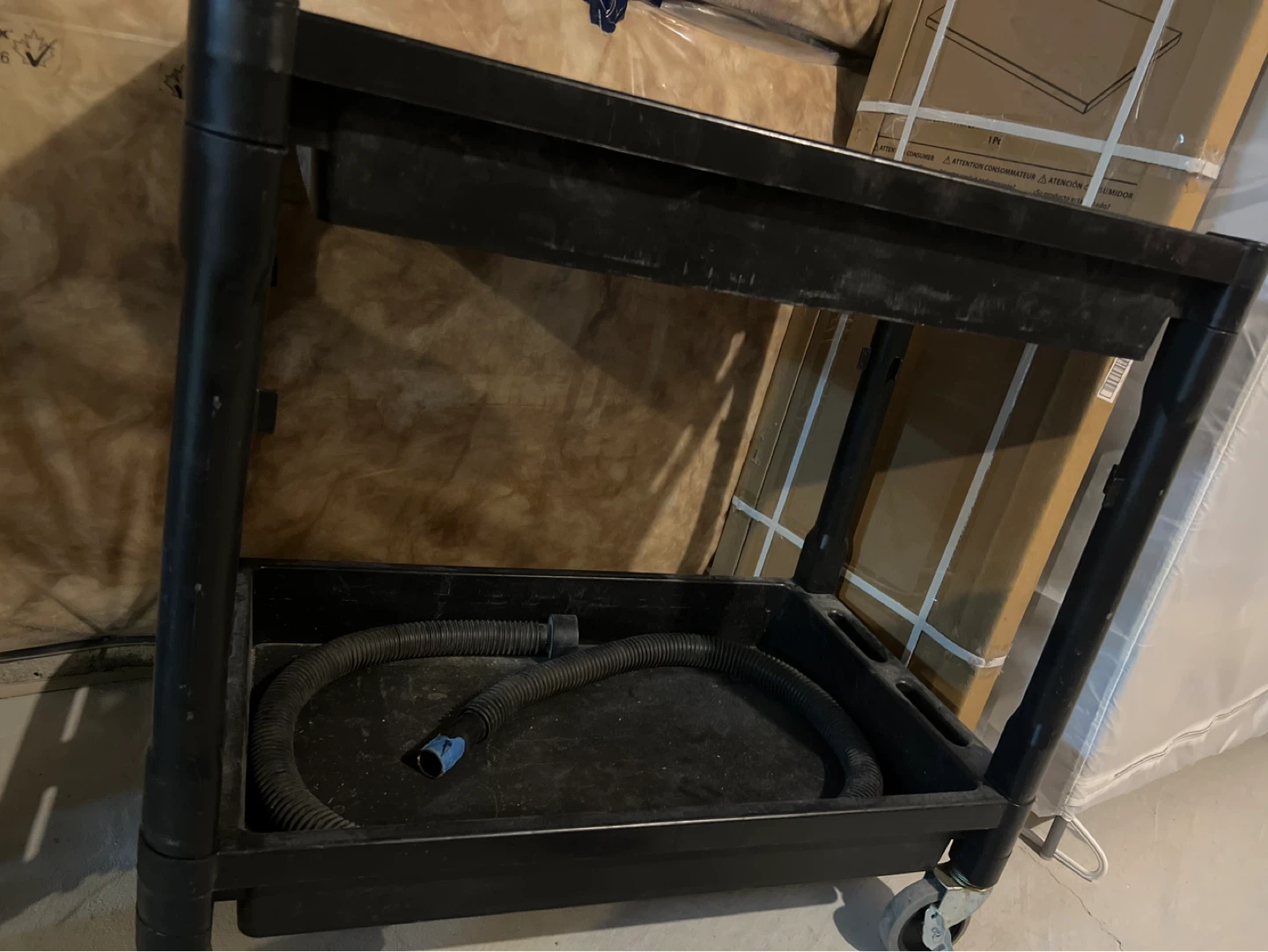 Black Utility Cart with Hose