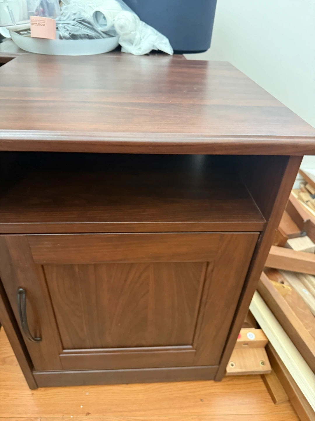 2 Dark Wood Nightstand with Cabinet