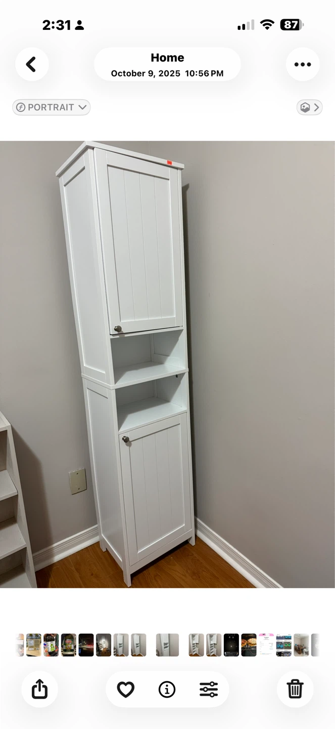 White Tall  Storage Cabinet