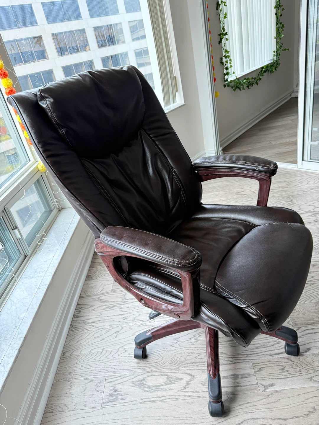 Dark Brown Faux Leather Executive Office Chair