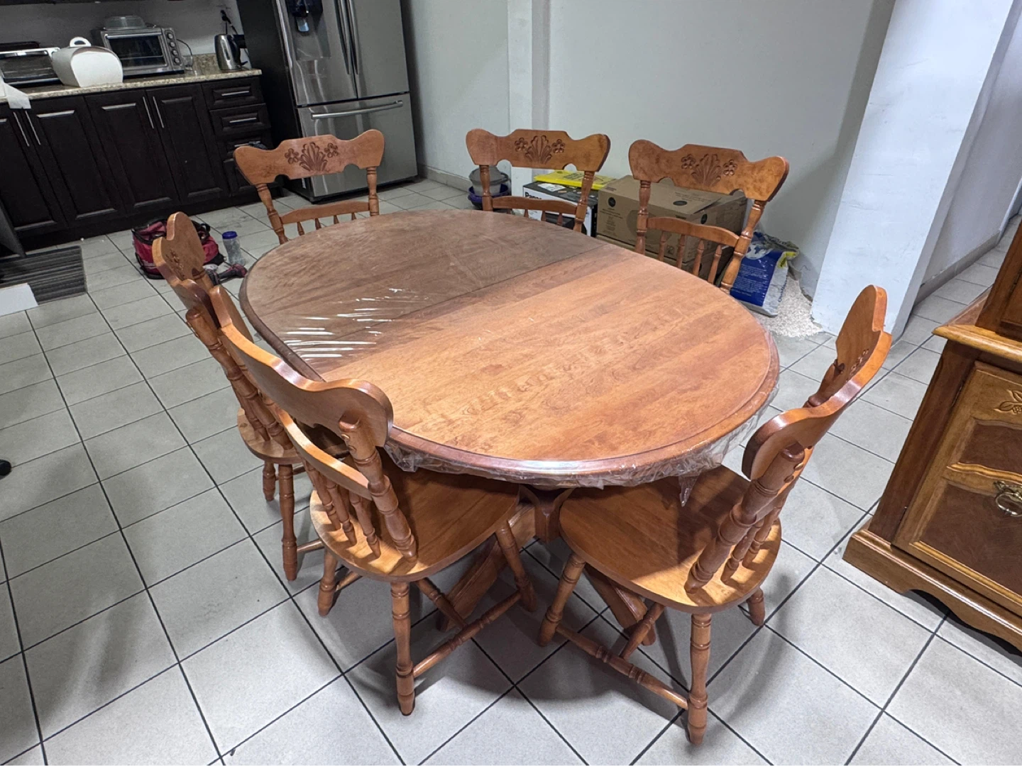 Wooden Dining Table with 6 Chairs