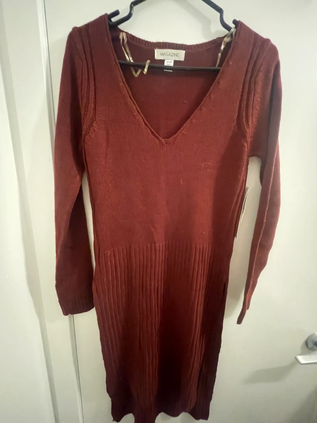 Magazine V-neck Sweater Dress - Burgundy - M/M - photo 2