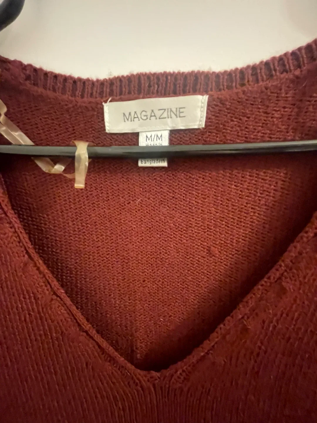 Magazine V-neck Sweater Dress - Burgundy - M/M