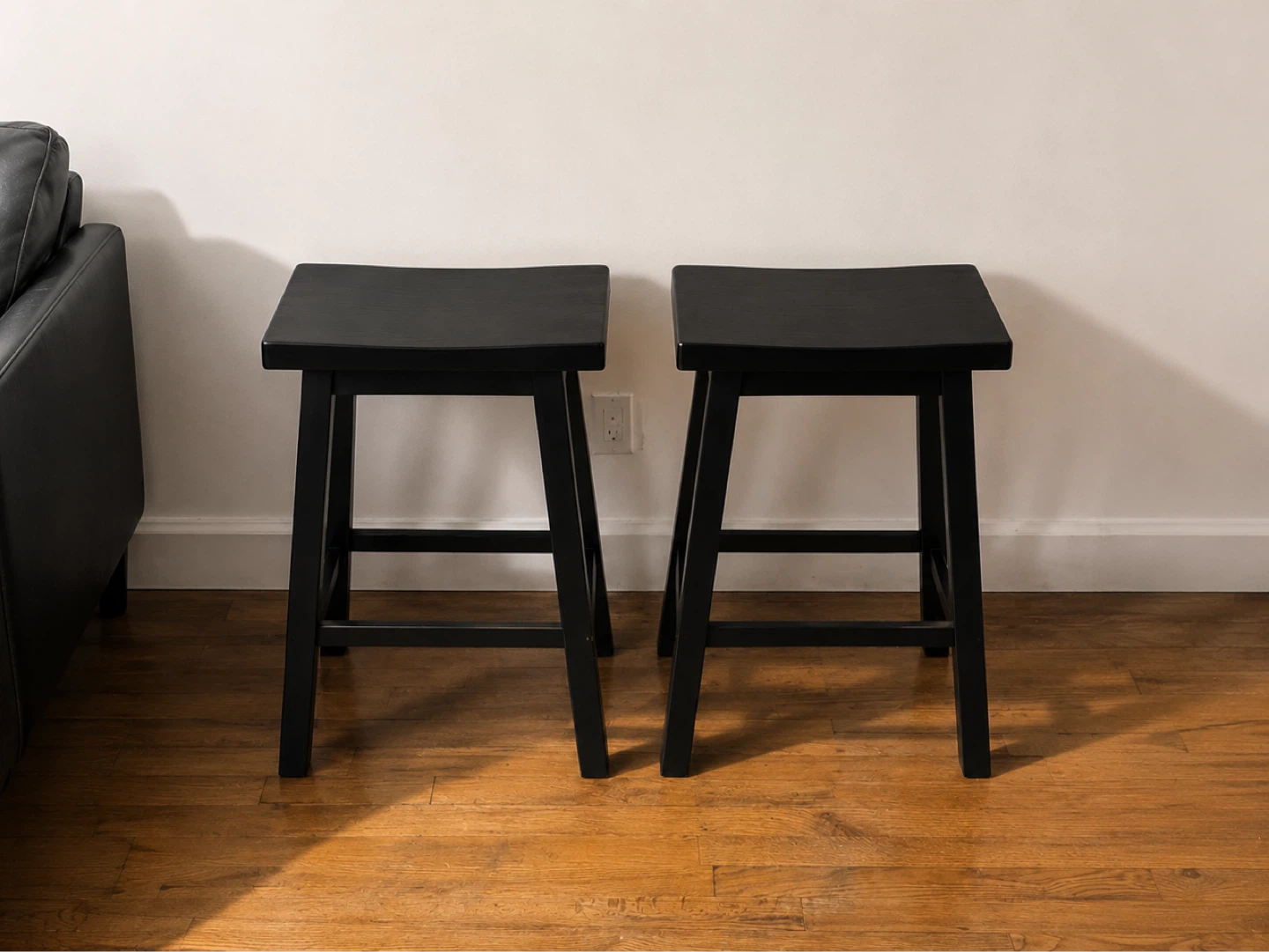 Black Saddle Stool (Set of 2) - photo 2