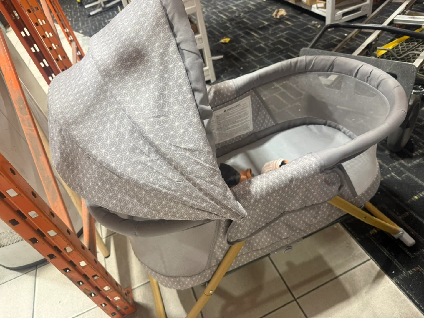 Grey Baby Rocker with Canopy and Toys - photo 4