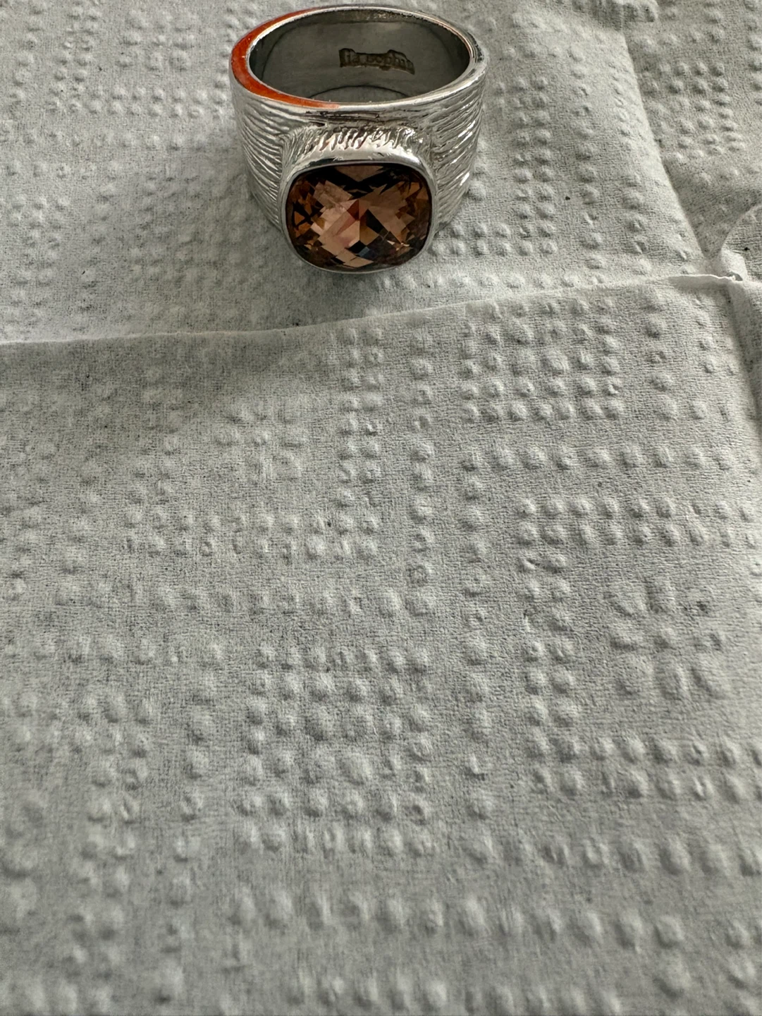 Sterling Silver Ring with Brown Cushion Cut Stone