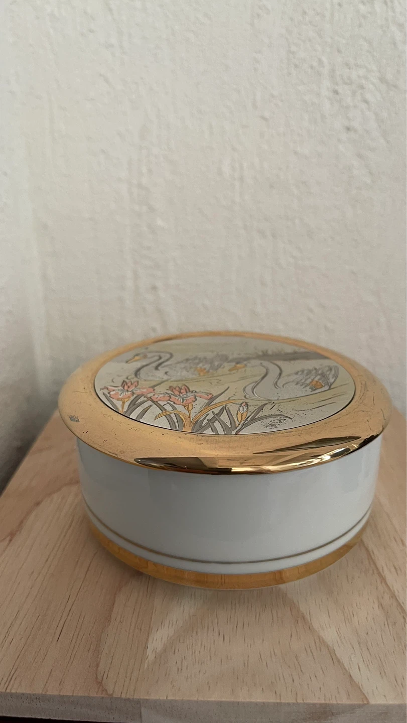 Vintage Art of Chokin Porcelain Trinket Box