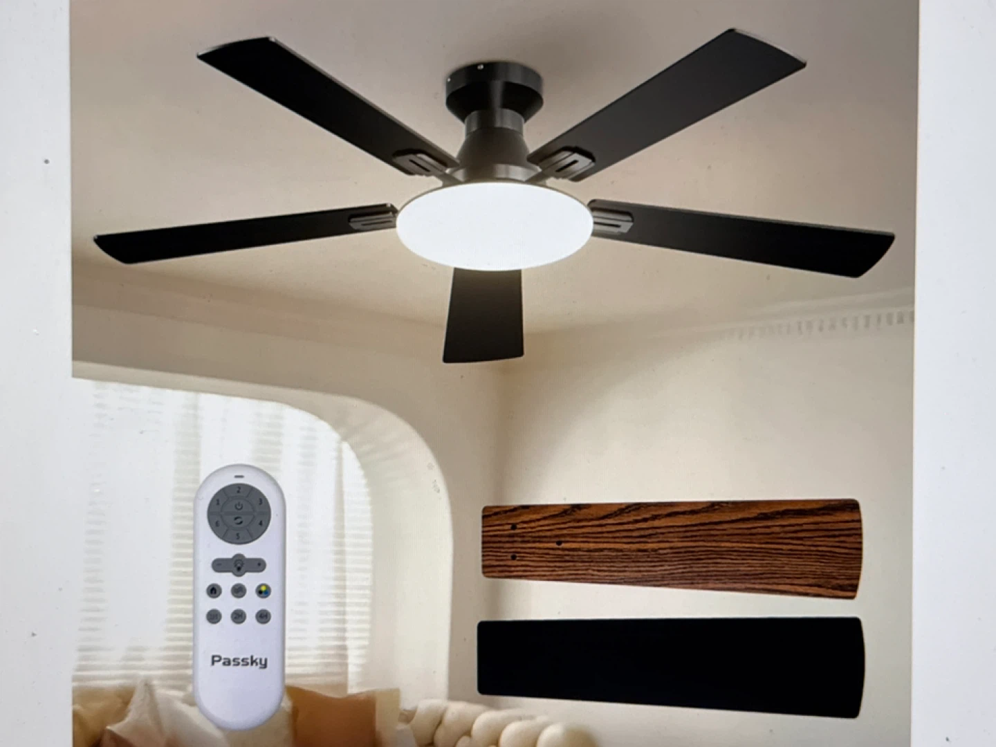 Passky 52" Ceiling Fan with Light and Remote