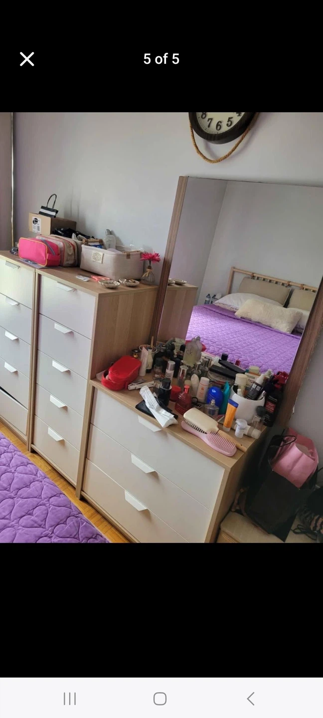 Wooden queen bed frame with nightstand/dresser/vanity - photo 2