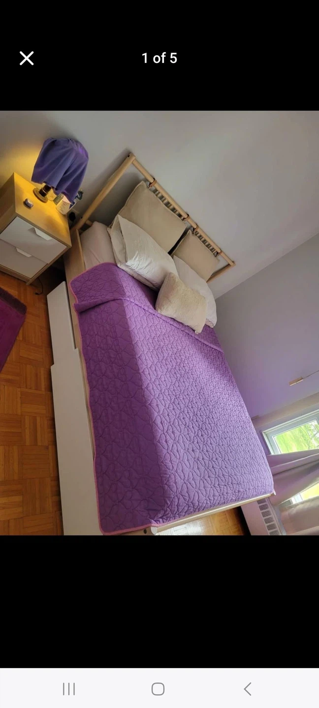 Wooden queen bed frame with nightstand/dresser/vanity - photo 4
