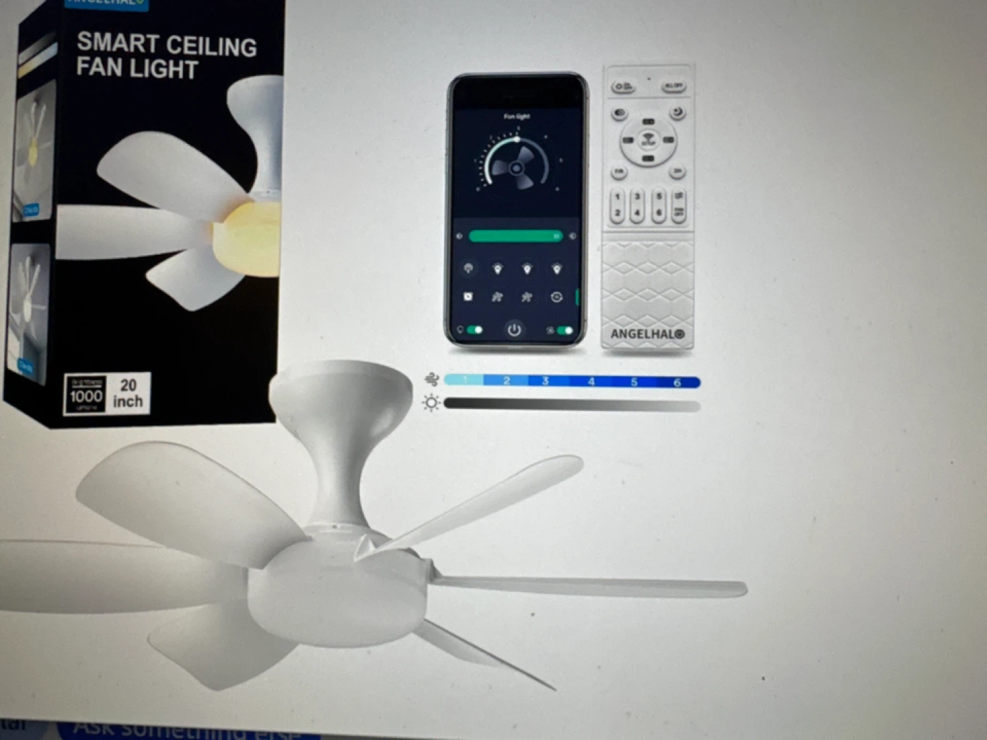 ANGELHALO Smart Ceiling Fan Light 20-inch
