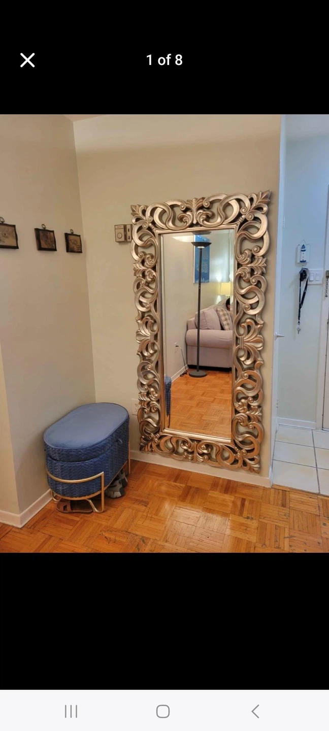 Ornate Gold Decorative Mirror and storage bench