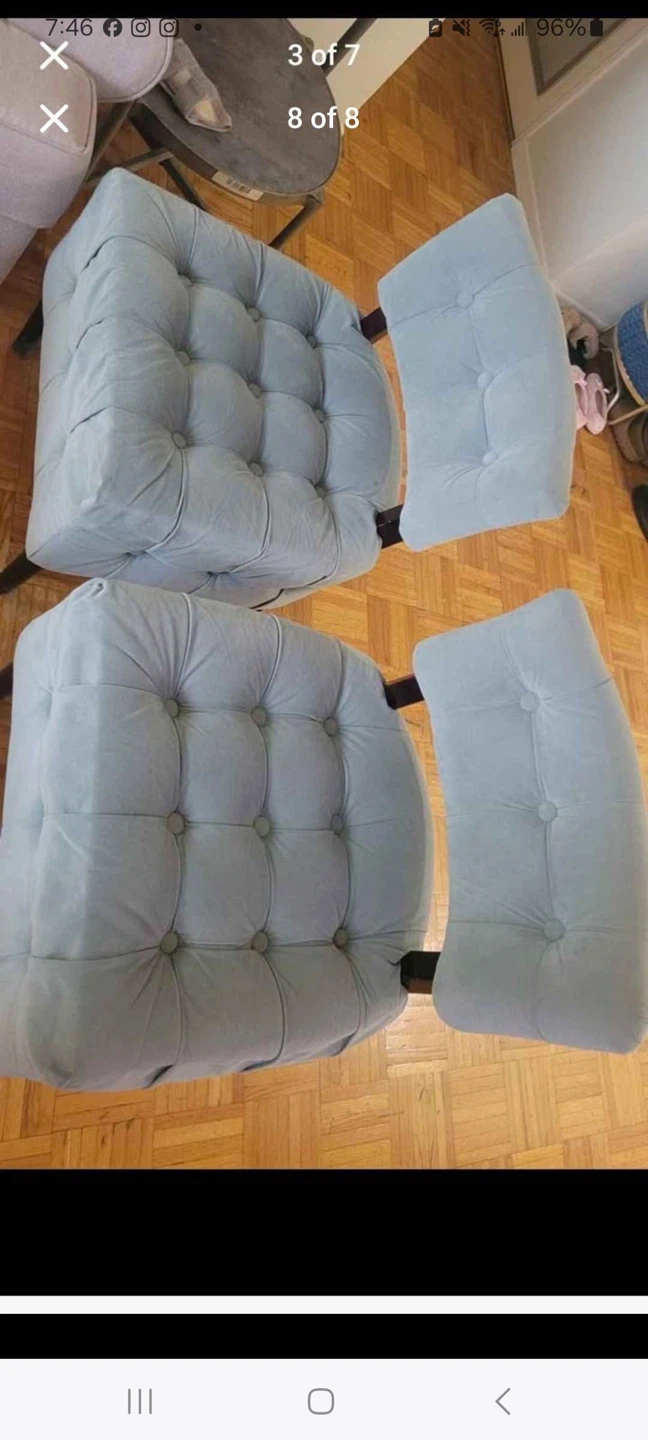 Light Blue Tufted Accent Chairs (Set of 2)
