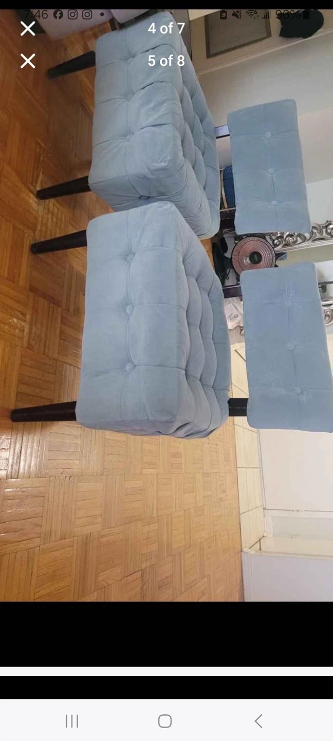 Light Blue Tufted Accent Chairs (Set of 2) - photo 2