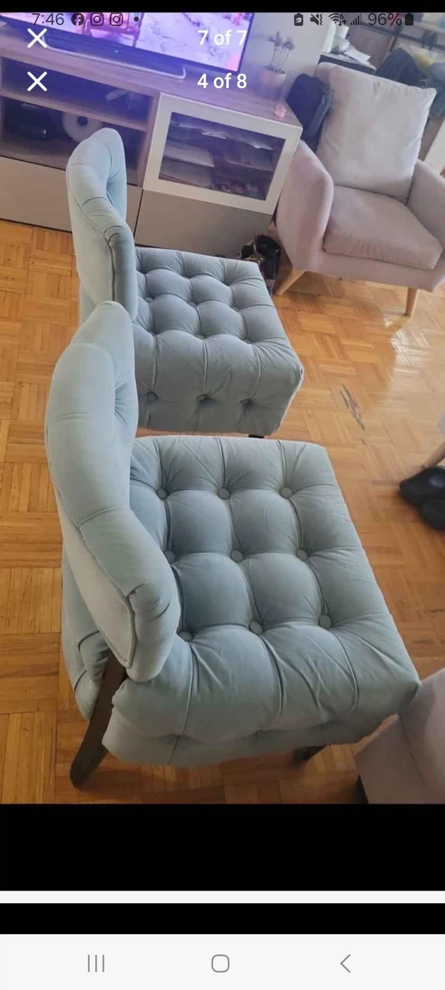 Light Blue Tufted Accent Chairs (Set of 2) - photo 5