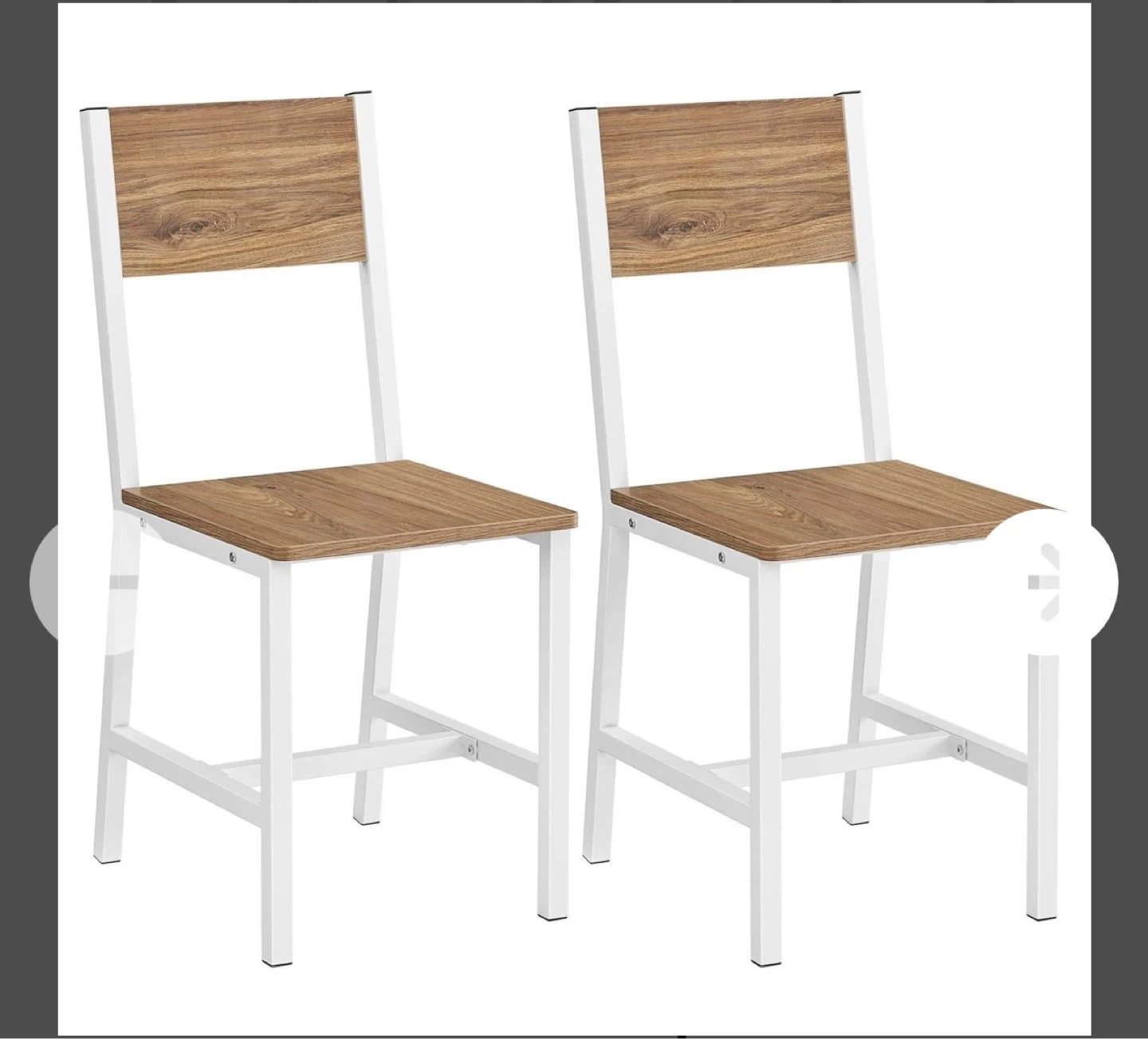 Set of 2 Wooden and White Dining Chairs - photo 2
