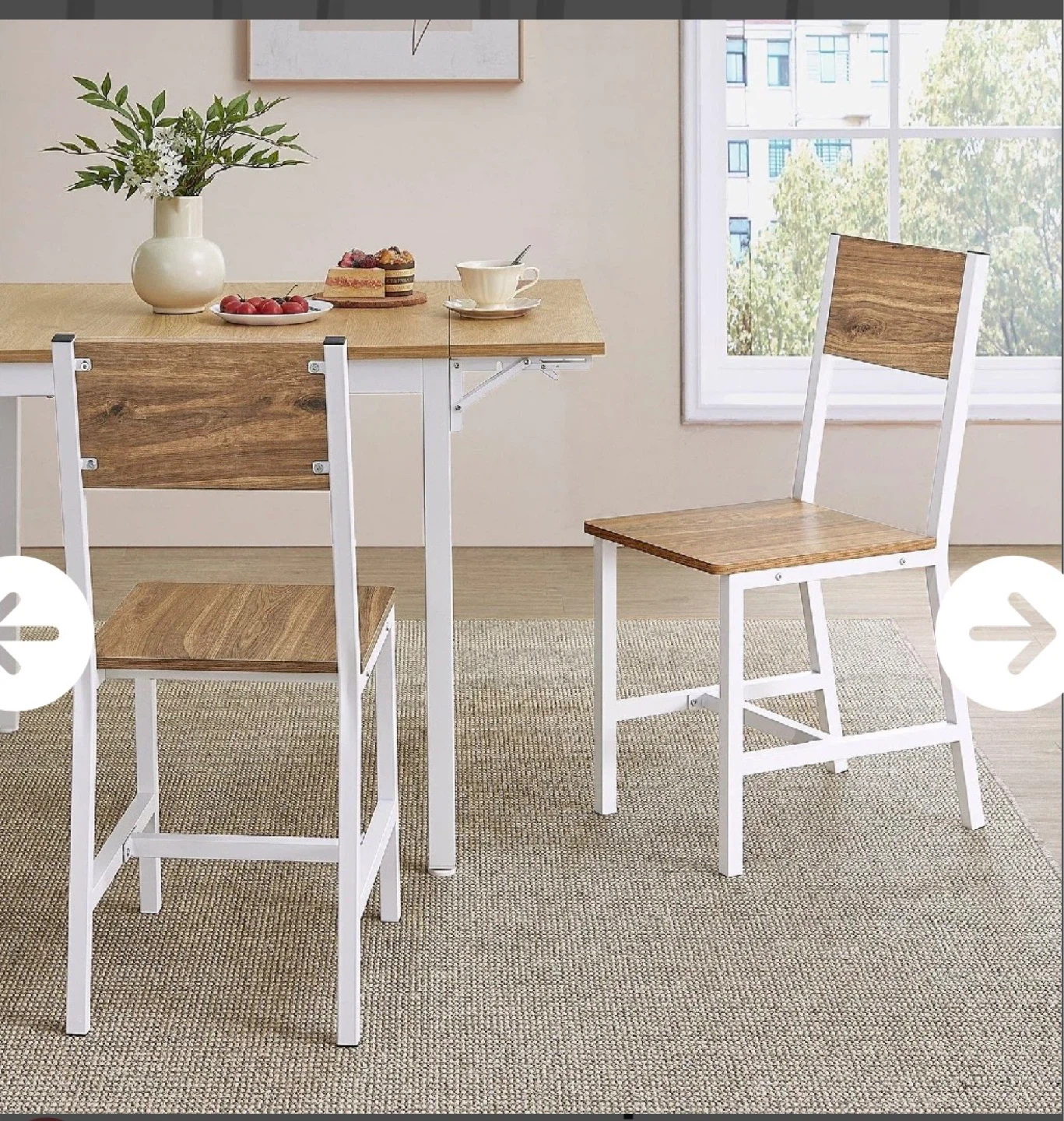 Set of 2 Wooden and White Dining Chairs - photo 3