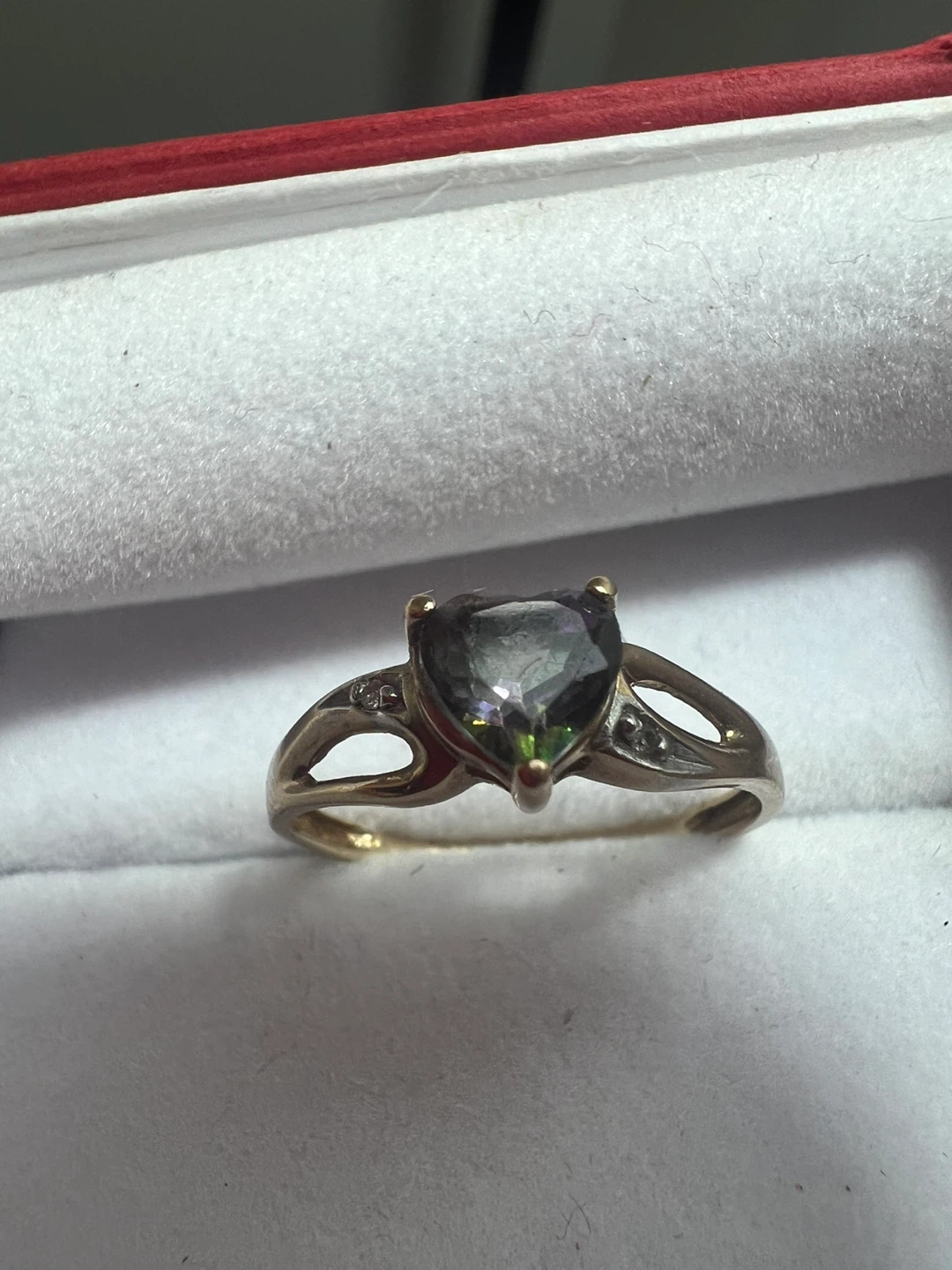 Heart Cut Mystic Topaz Ring with Accent Stones