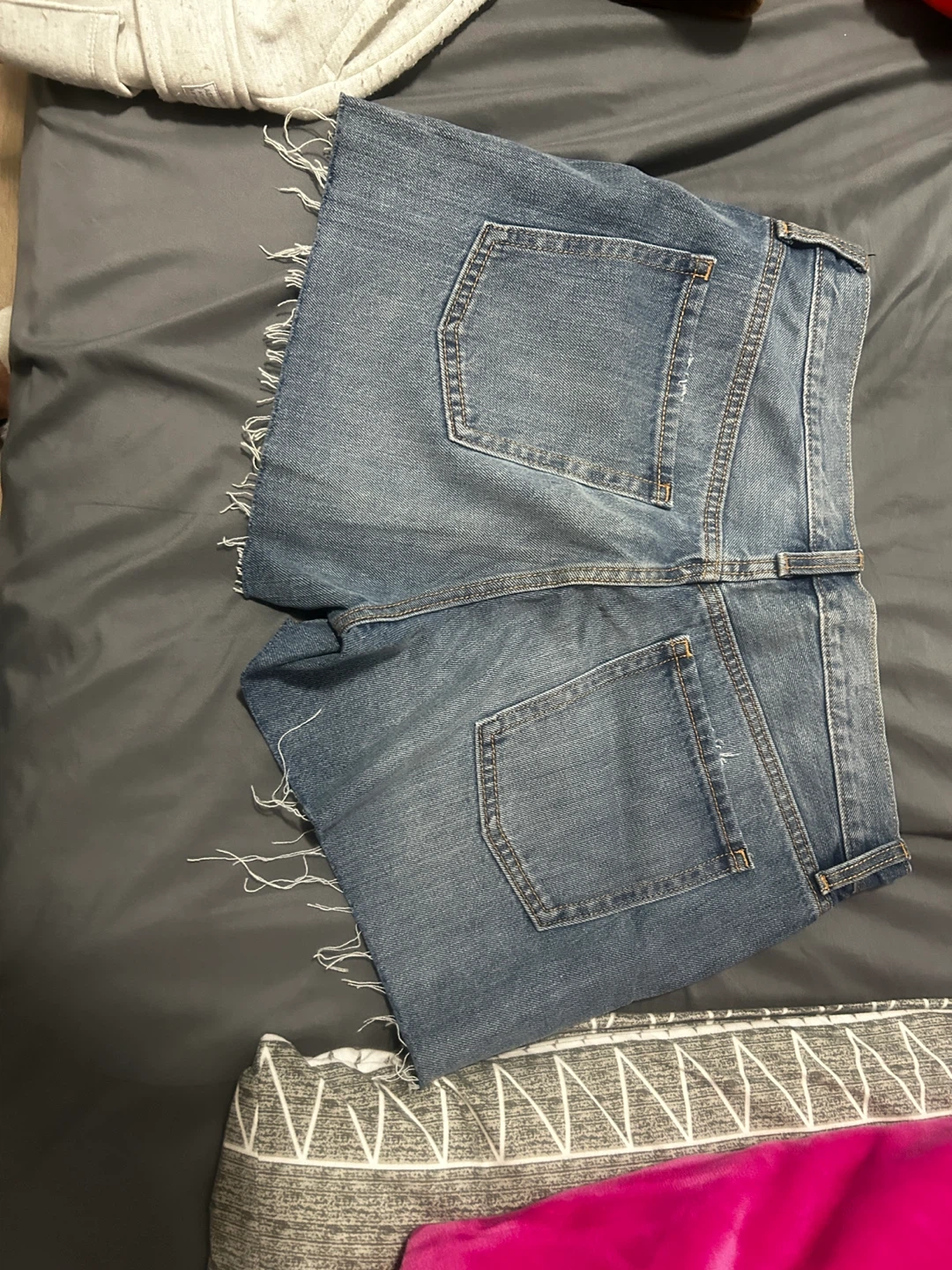 Distressed Denim Jean Shorts with Patches - photo 2