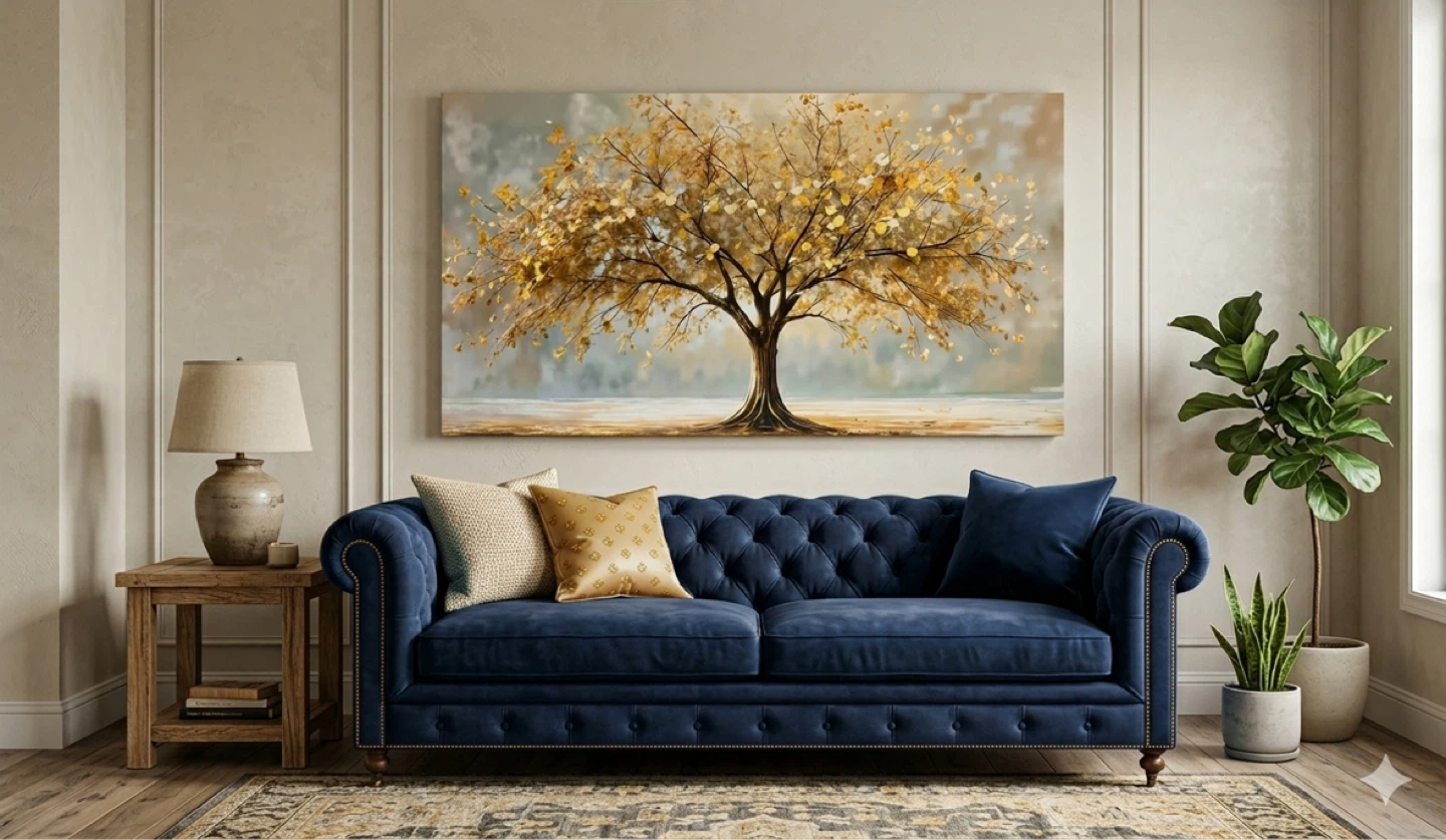 Blue Tufted Chesterfield Sofa 55x30 inches
