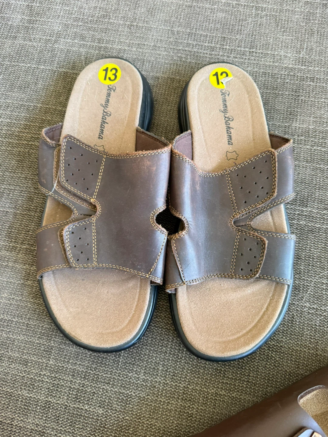 Tommy Bahama Men's Brown Leather Slide Sandals Size 13