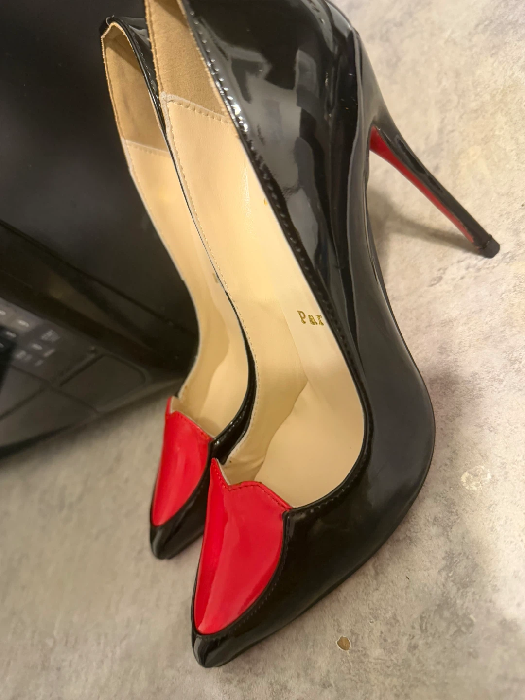 Christian Louboutin Black Patent Heart Pumps