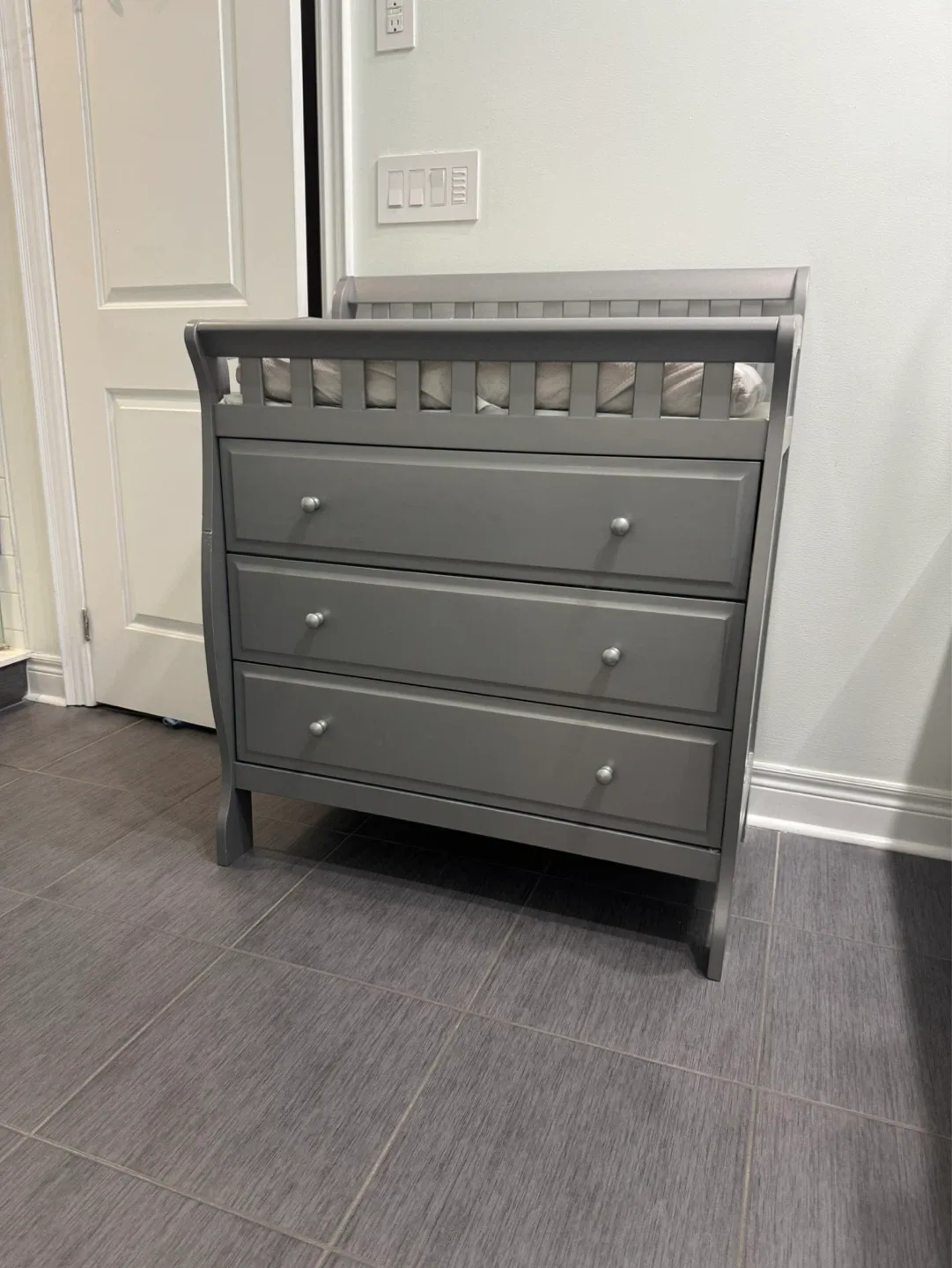 Grey 3-Drawer Changing Table Dresser