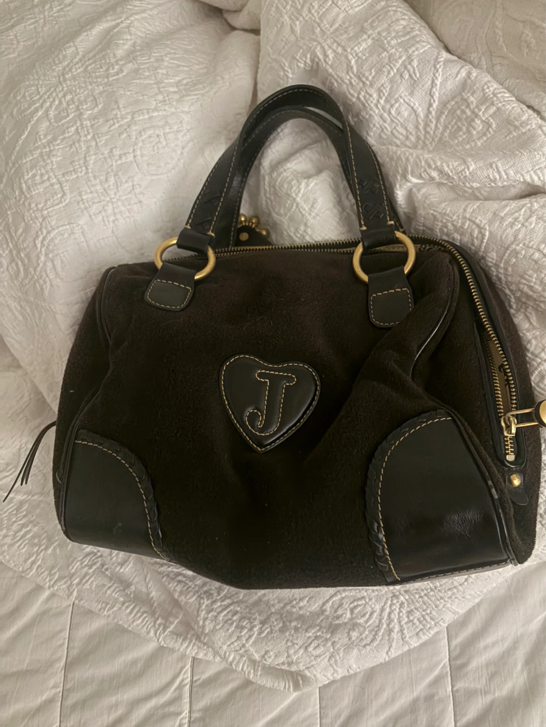 Vintage Juicy Couture Velour Heart Satchel Handbag - photo 3