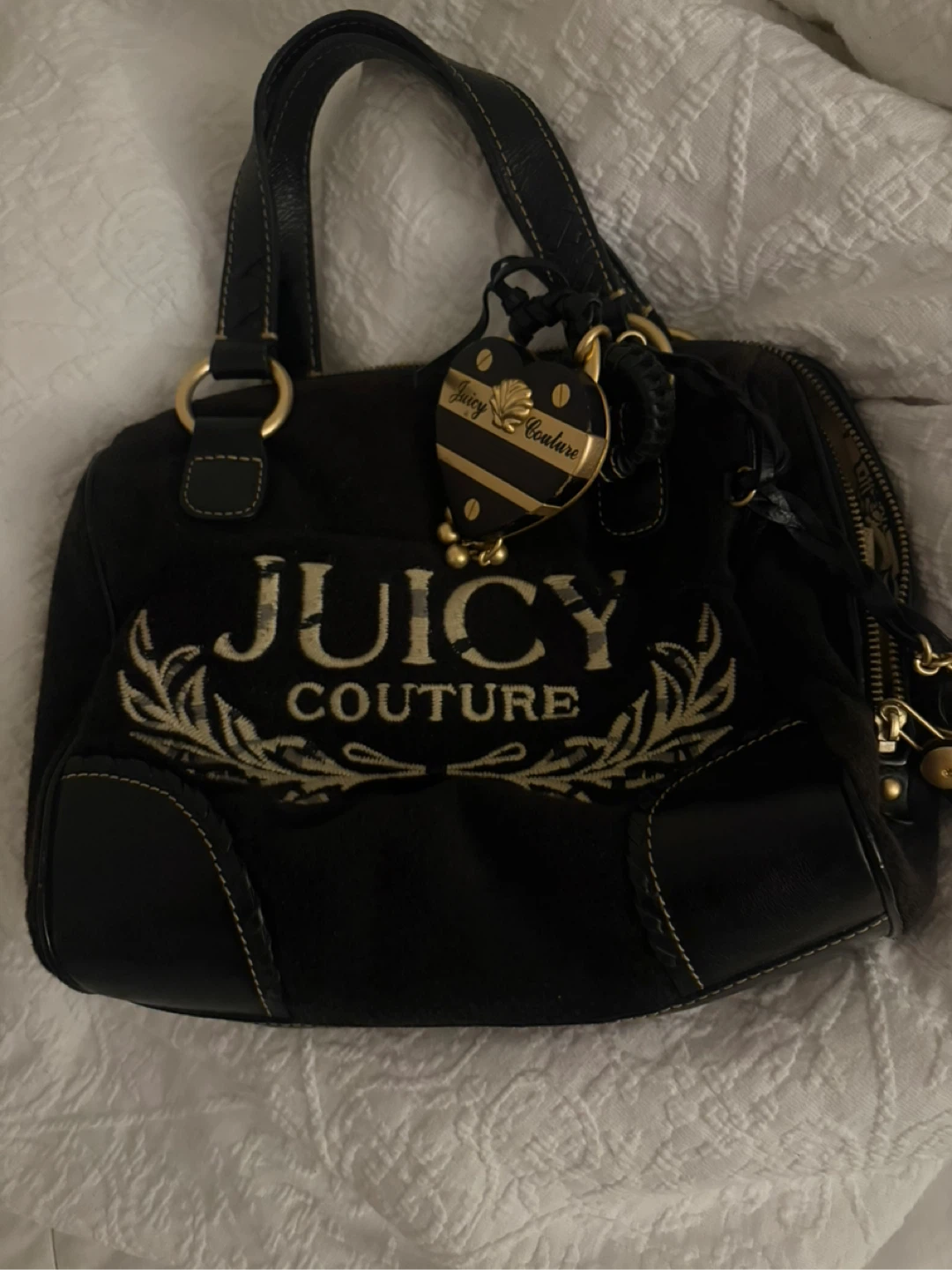 Vintage Juicy Couture Velour Heart Satchel Handbag