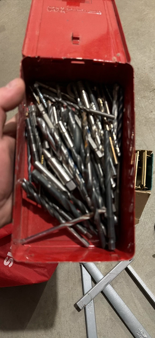 Assorted Drill Bits in Red Metal Case - photo 2