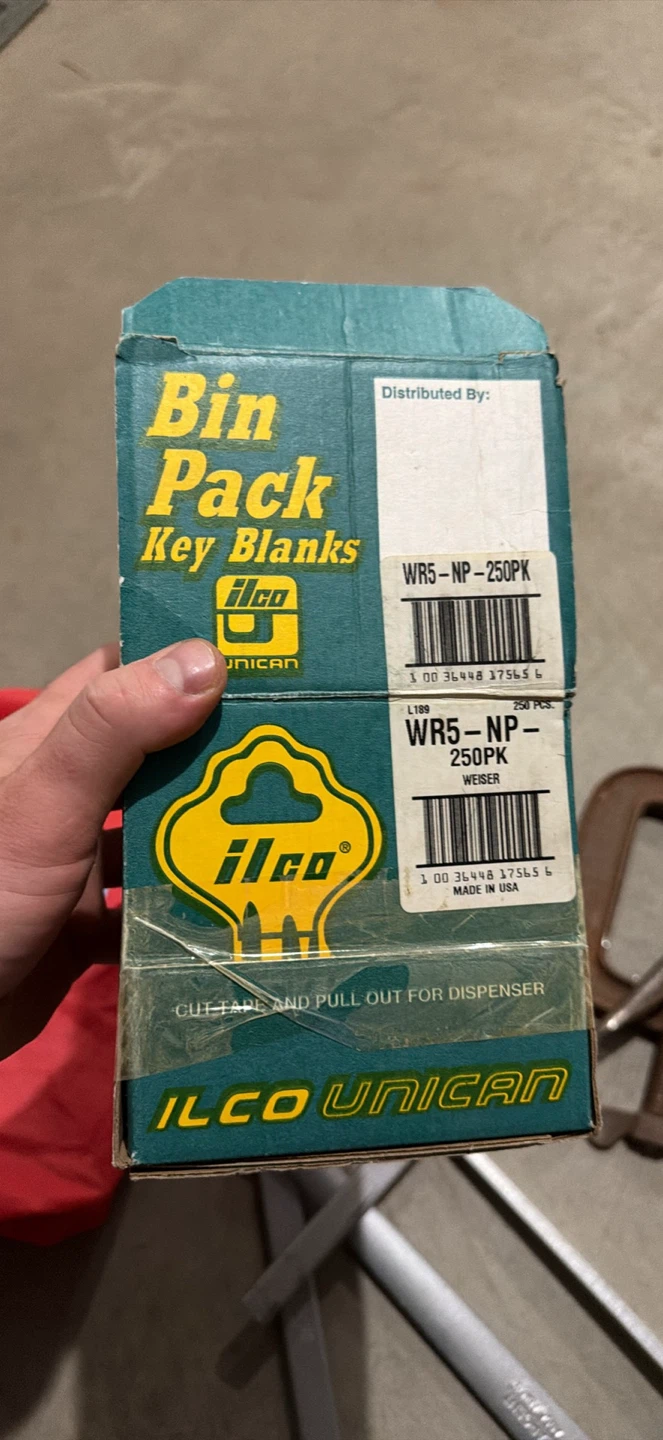 Ilco Unican Bin Pack Key Blanks WR5-NP-250PK