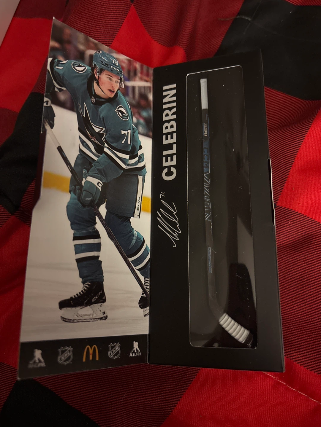 Celebrini Hockey Stick Display