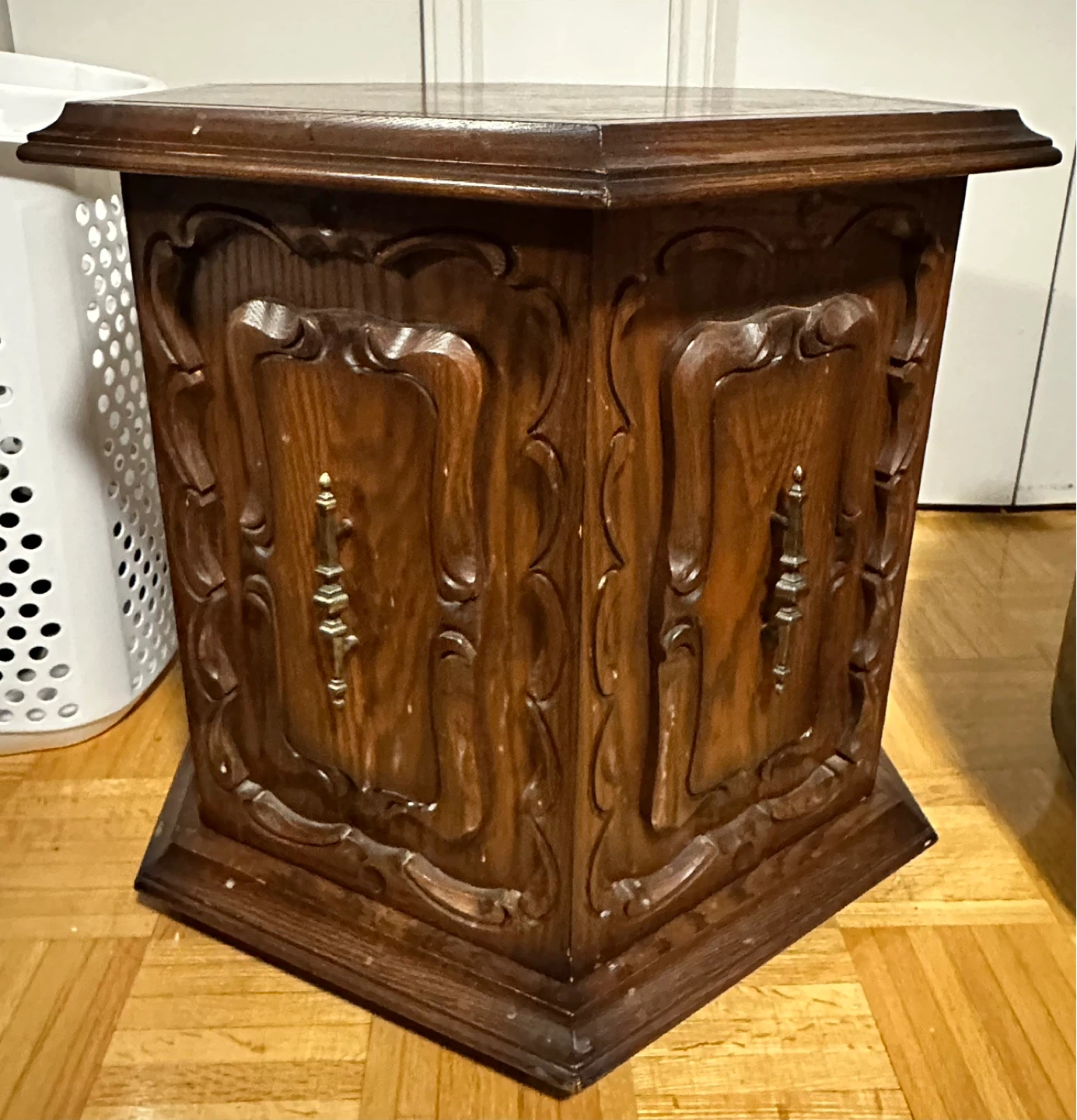 Vintage Hexagonal Wooden Side Table - photo 2