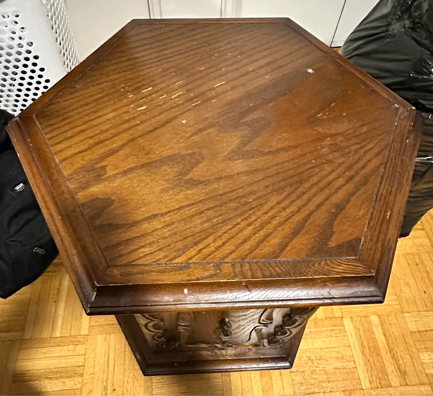 Vintage Hexagonal Wooden Side Table