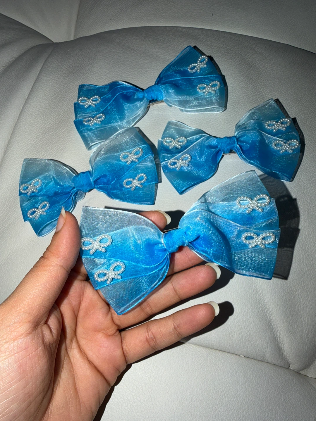 Set of 4 Blue Ombre Bow Hair Clips